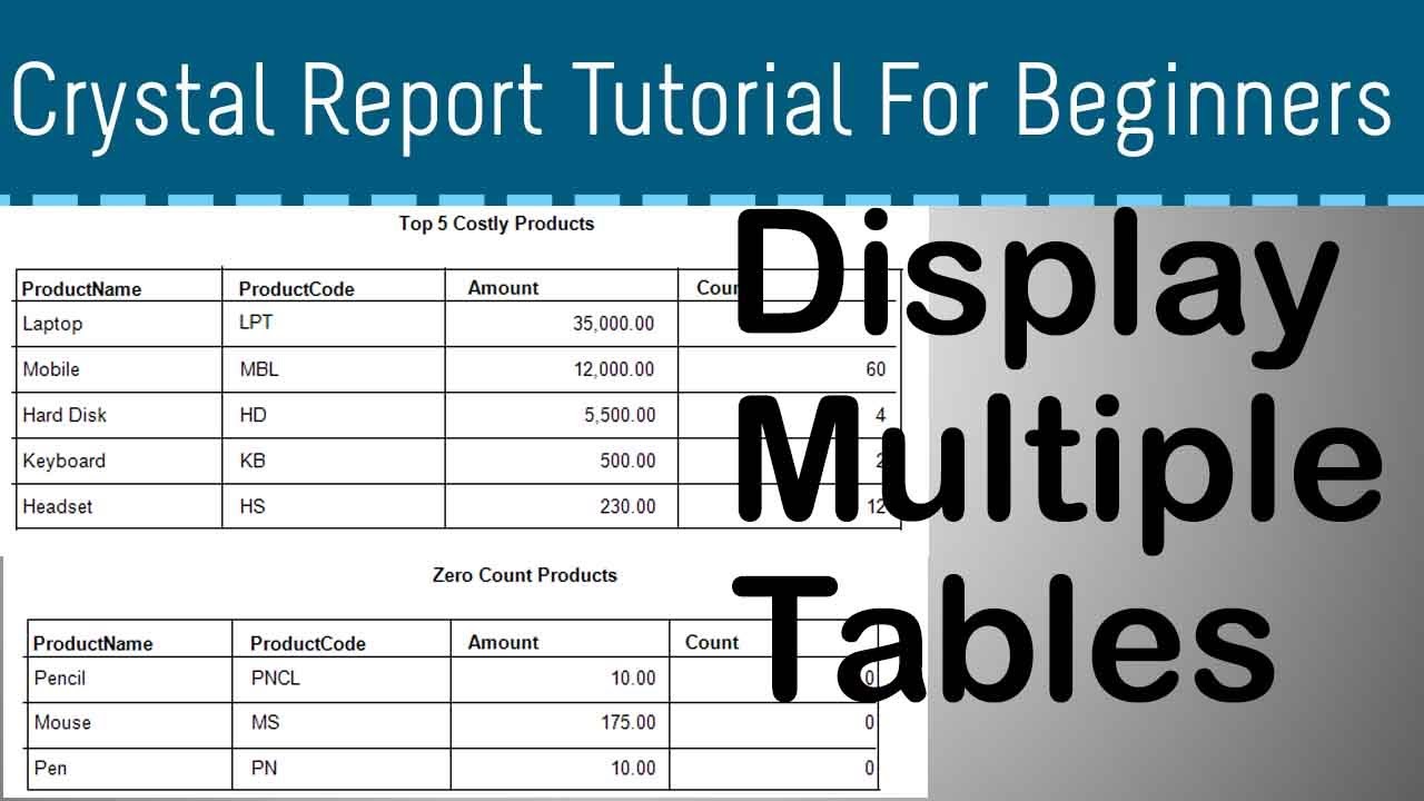 Как отобразить несколько таблиц в Crystal Report — Часть 5