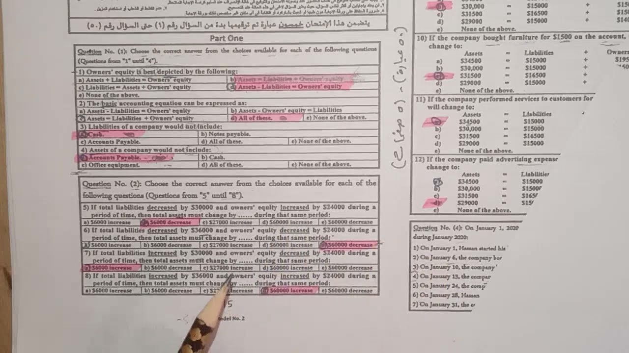 محاسبة مالية E ( الفرقة الرابعة ترم تانى ) حل النموذج الجزء 1