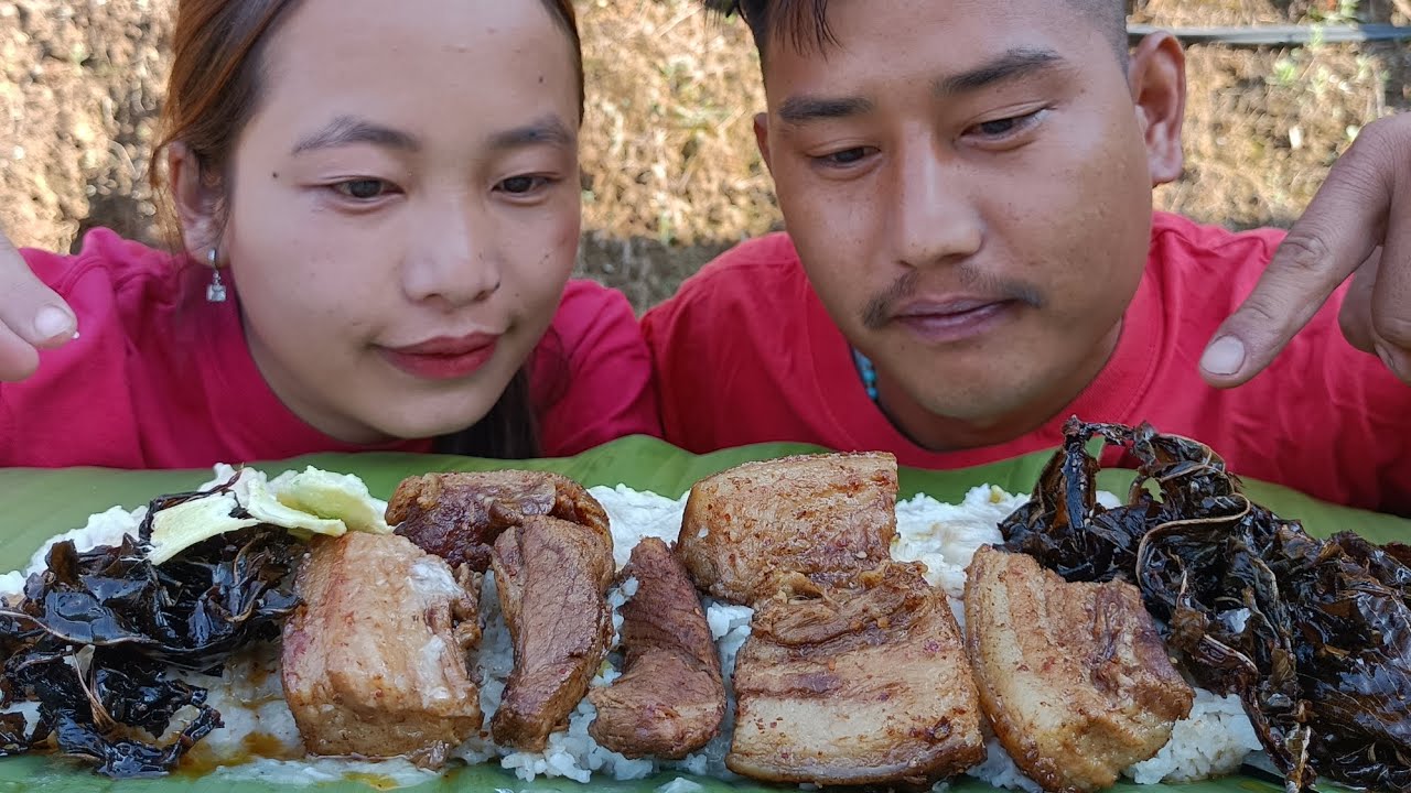 Eating pork belly mukbang // lotha naga style North East ndian @renthungopatton4325 