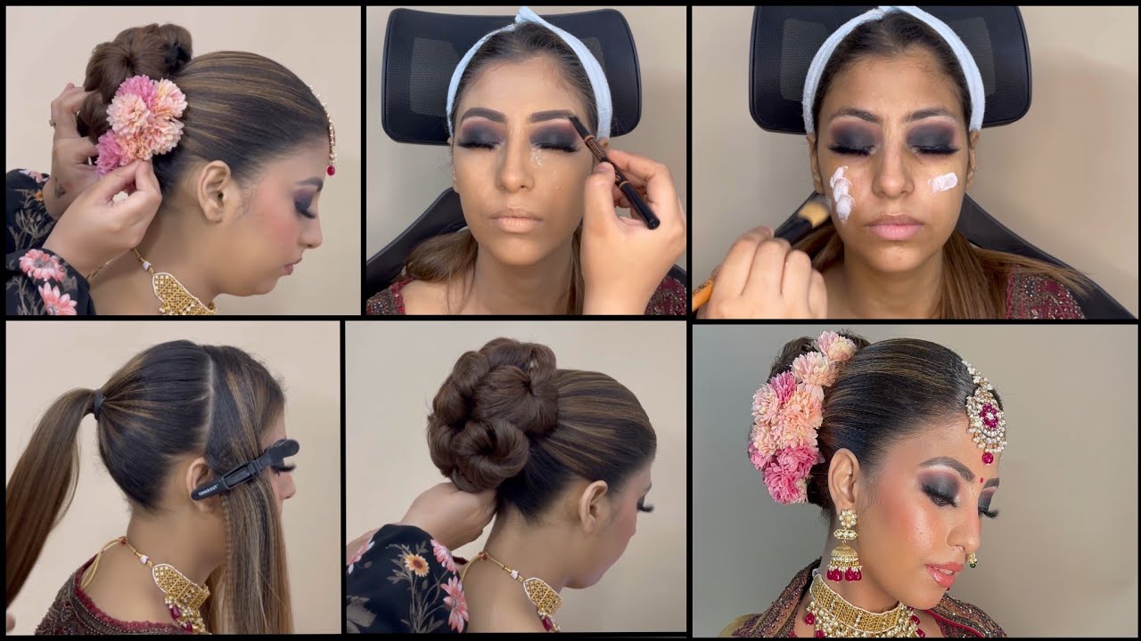 EASY BRIDAL MAKEUP & HAIRSTYLE || SMOKEY EYES || QUICK BRIDAL BUN