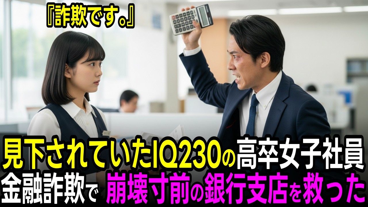 高卒の窓口係を見下したエリート銀行員、たった10分後にIQ230の天才と判明して巨大融資詐欺を暴かれ、土下座する羽目に