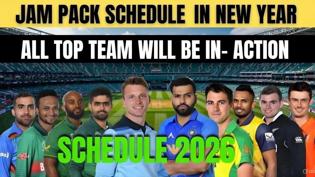 Jam-Packed Cricket Schedule 2026 | New Year Blockbusters as All Top Teams in Action‎
