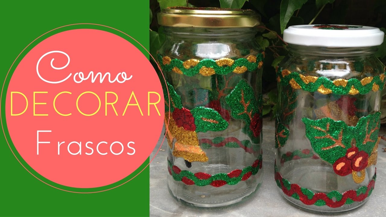 Frasco Navideño Decorado con Cola Vinílica