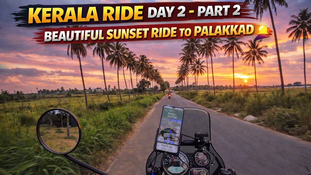 Kerala Ride Day 2 Part 2 🌅 | Beautiful Sunset Ride to Palakkad | Bike Trip Kerala