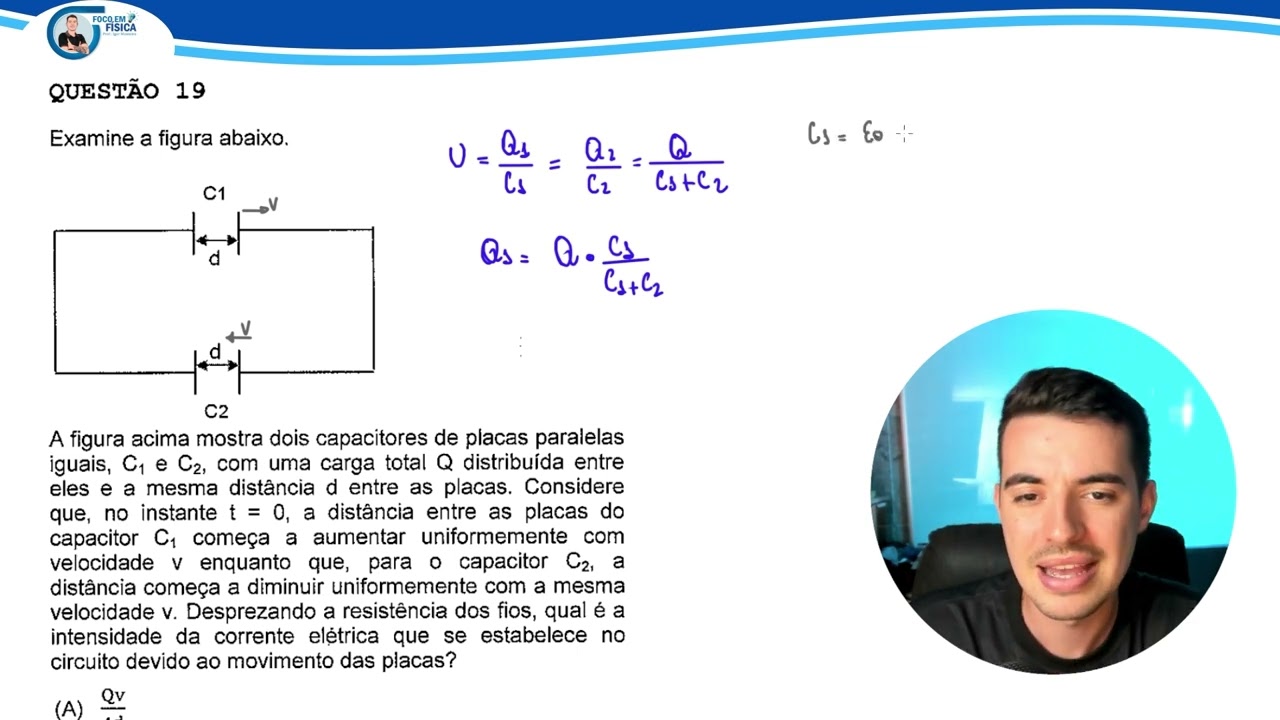 Escola Naval 2024 | Questão 19 - A figura acima mostra dois capacitores de placas... Igor Monteiro
