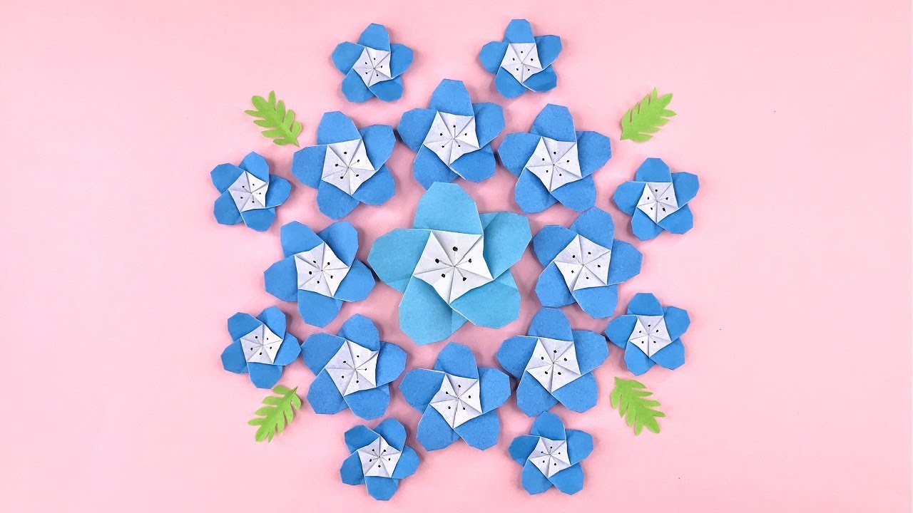 折り紙 ネモフィラの花 折り方 Origami Nemophila flower tutorial（NiceNo1）