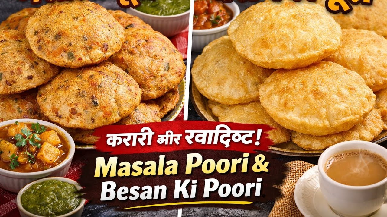चाय के साथ स्वादिष्ट  मसाला पूरी और बेसन की पूरी - Tea Time Special Masala & Besan Poori Recipe