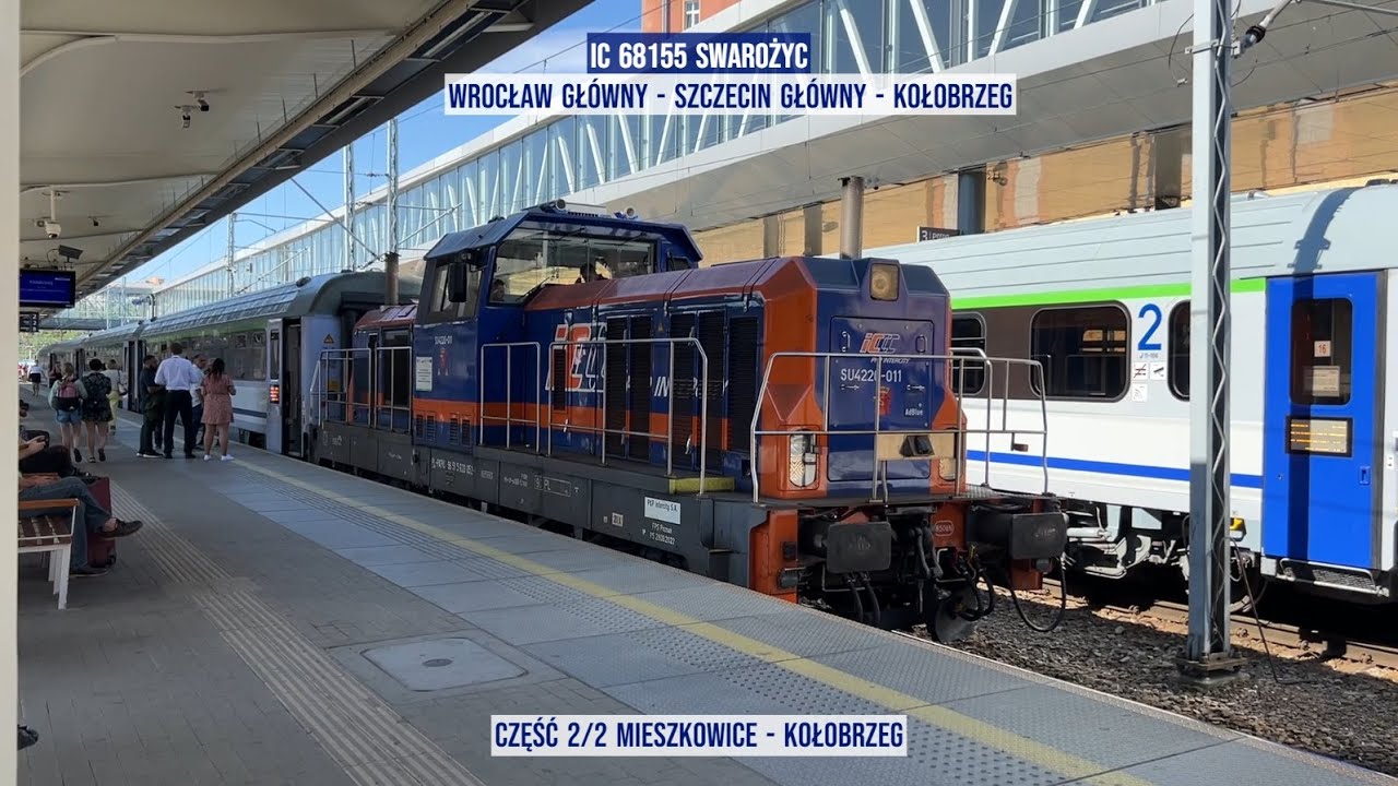 Pociąg Train IC 68155 SWAROŻYC Wrocław Główny - Szczecin Główny - Kołobrzeg z panoramą portu Część 2