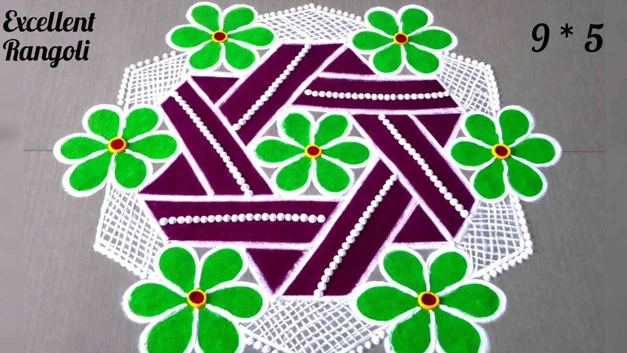 🌺 latest new style kolam🌺9*5 dots rangoli #new #trending #viral #video @excellentrangoli