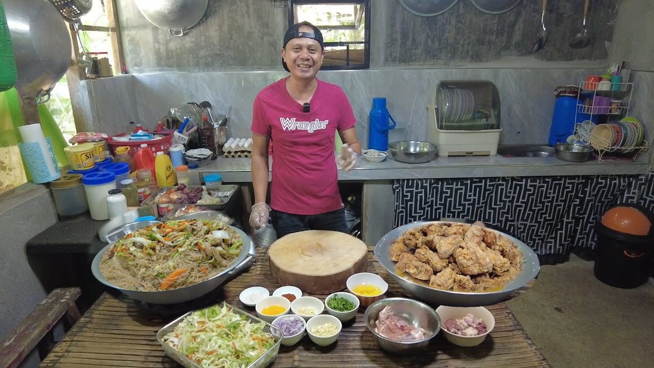 Biglaang paluto, Rice stick noodles and Filipino style fried chicken recipe