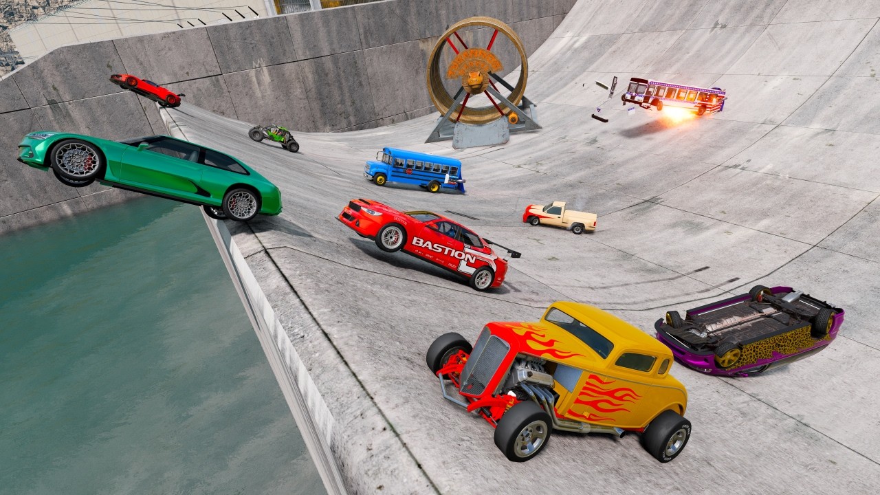 Jumping Random Cars on Huge Ramp