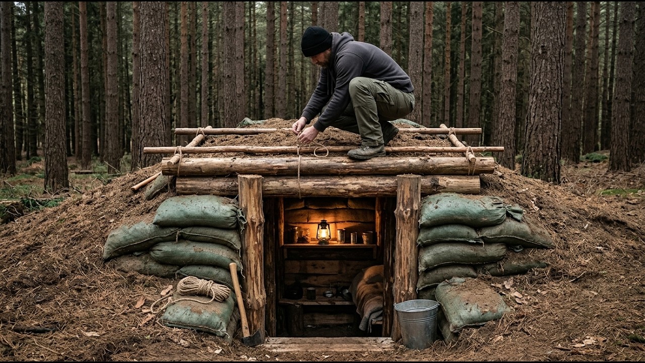 Building a Secret and Cozy Underground Shelter in 30 Days | Bushcraft, Survival