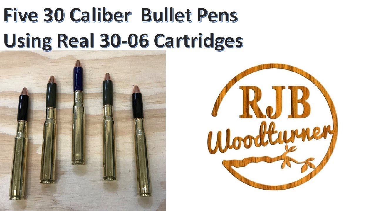 Five 30 Caliber Bullet Pens Made With Real 30-06 Cartridges