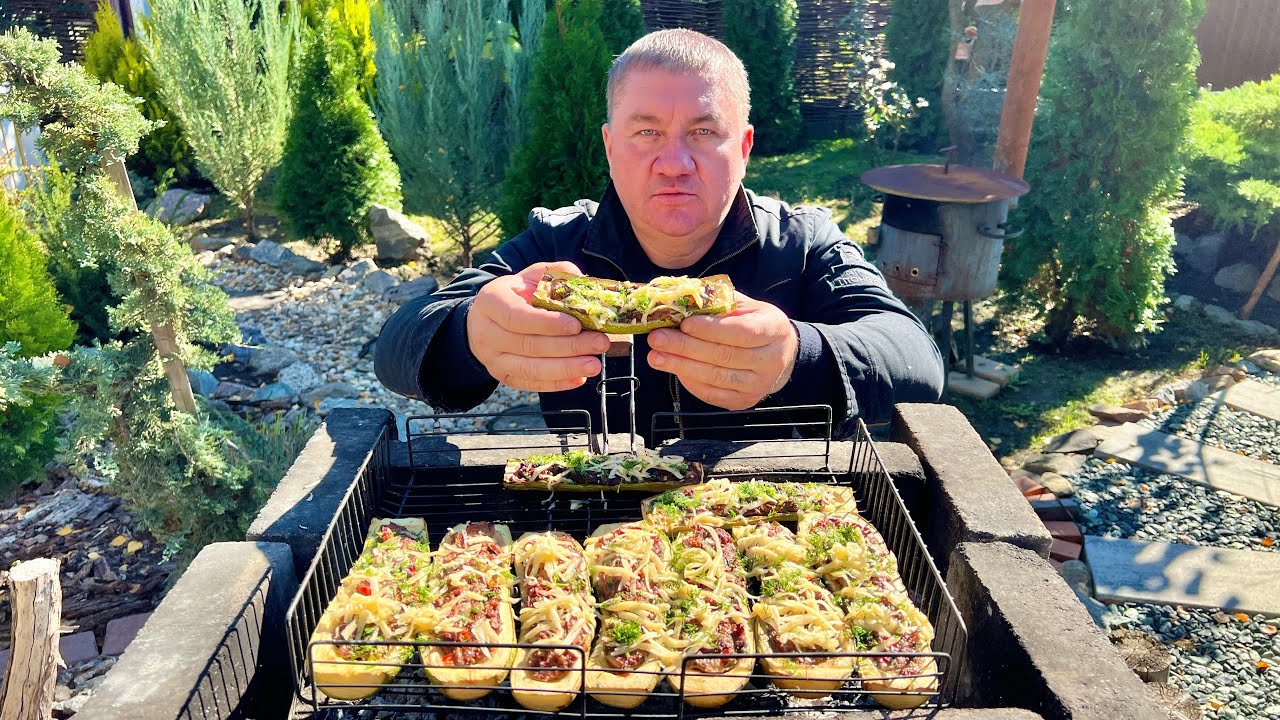Кабачки запеченные на мангале по-деревенски.