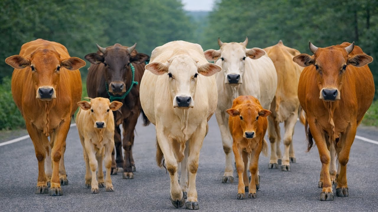 Mengiring Sapi Lembu  Menuju Ke Kandang Peternakan Hewan Ternak sapi - Suara sapi moo
