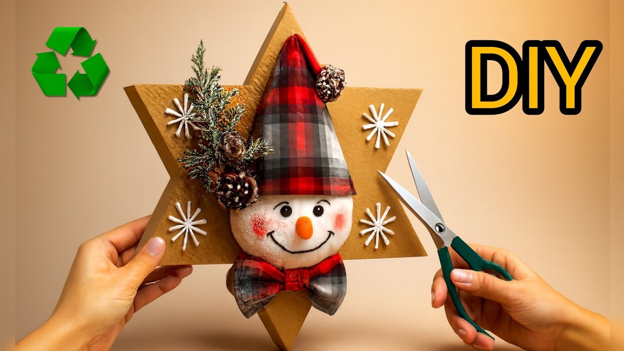 ♻️☃️"Using Recycled Materials in Creative Art Projects"Christmas Magic with a Smiling Star ⭐️