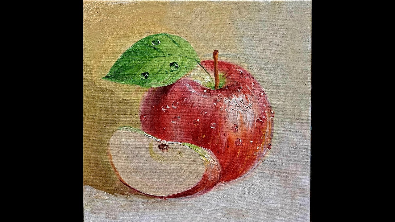 Рисуем яблоко маслом draw an apple with oil