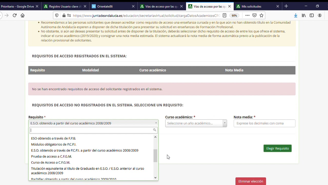 FP. ESCOLARIZACIÓN. VÍDEO EXPLICATIVO 3: Cómo echar la solicitud a ciclos con la clave iAnde