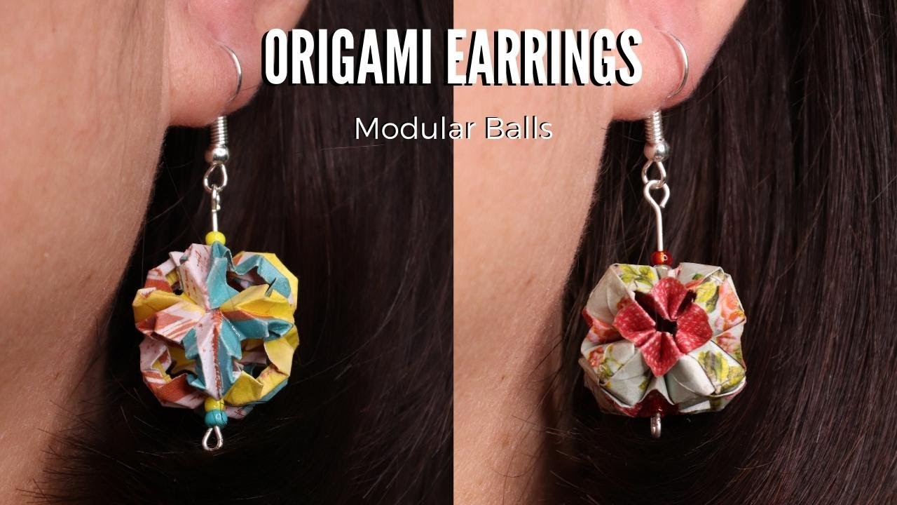How to Make Origami Earrings with Origami Modular Ball + ORIGAMI BALL TUTORIAL / Origami Tutorial