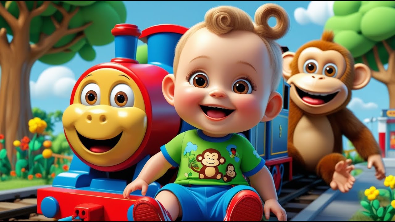 Monkey Choo Choo Train Adventure | Fun Kids Nursery Rhyme | Playful Learning Song