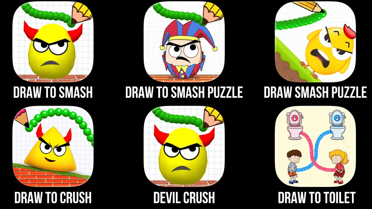 Draw To Smash,  Draw to Smash Puzzle, Draw Smash Puzzle, Draw to Crush, Devil Crush, Draw to Toilet