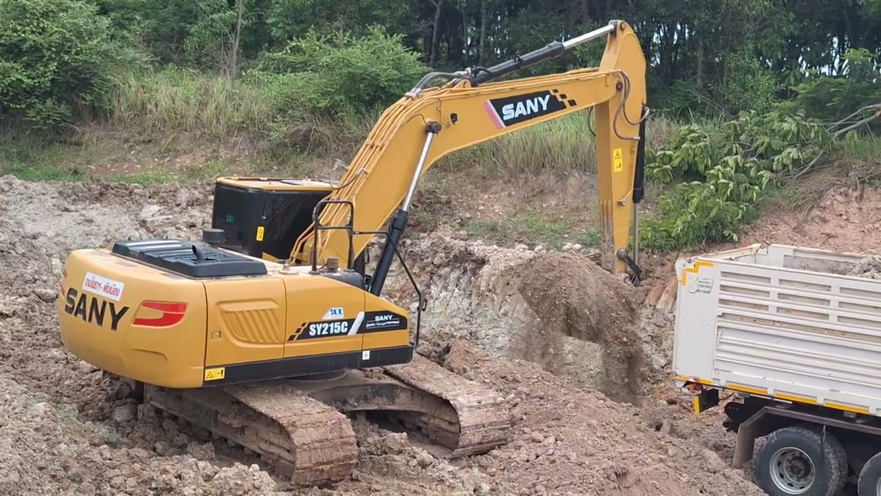 รีวิวงานเปิดบ่อเก่า sany sy215c super ace สิบล้อดั้มตังรับ victor 500 fxz270.excavator and truck