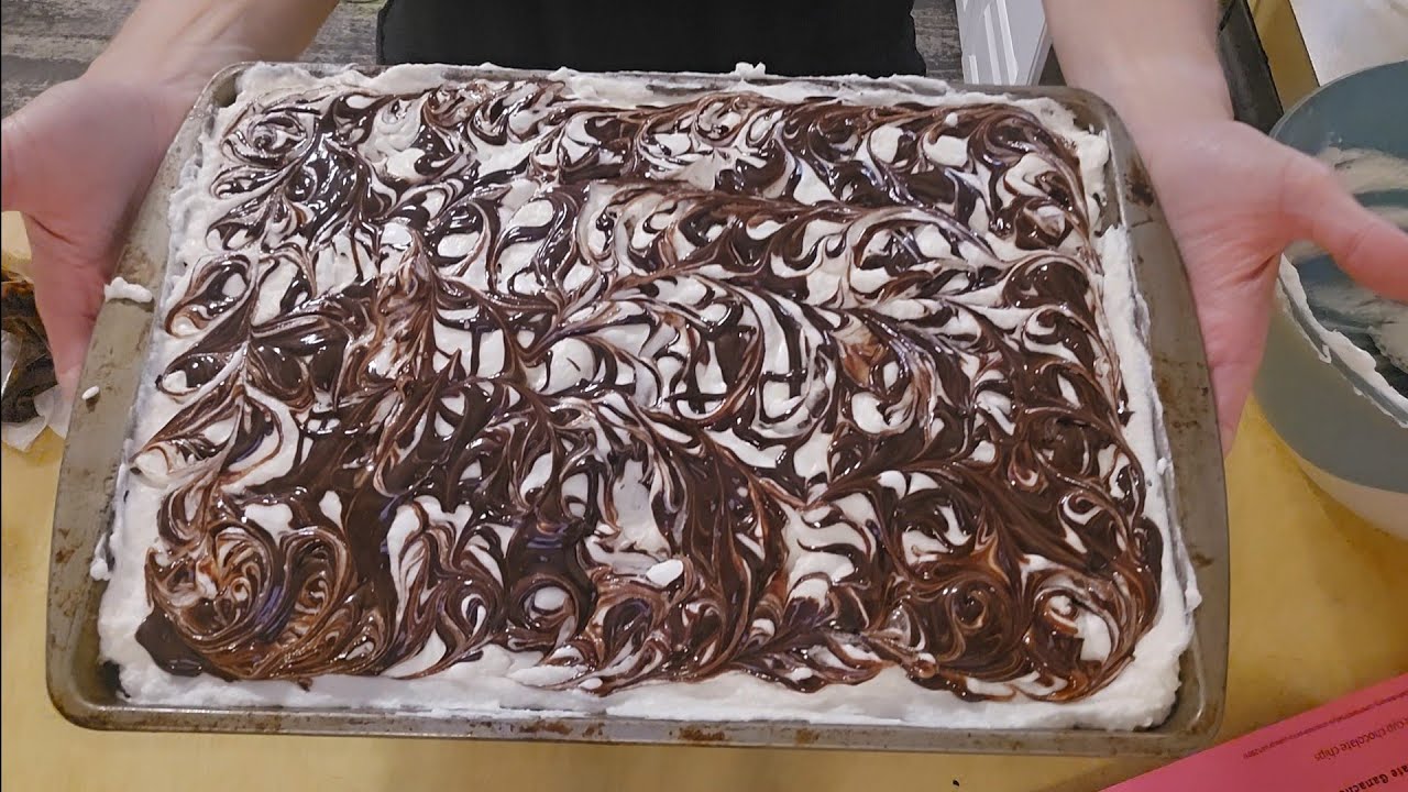Marshmallow Chocolate Poke Cake!