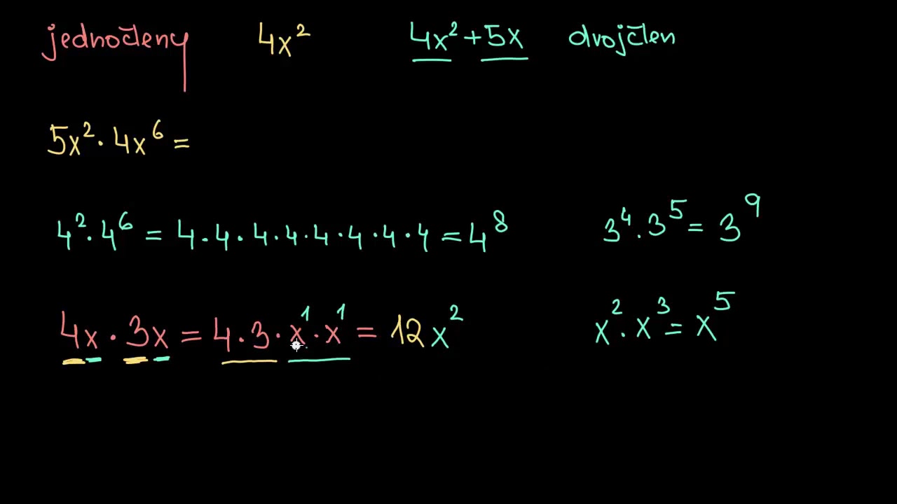Násobení jednočlenů | Výrazy | Matematika | Khan Academy