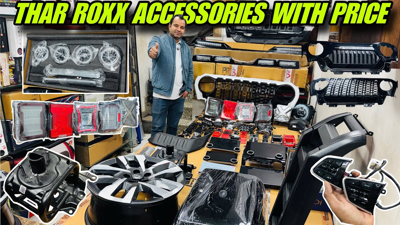 THAR ROXX MX1 TO AX7L ACCESSORIES WITH PRICE 🔥 THAR ROXX 2026 MODIFICATION 😱 HEADLIGHT, DRL , ALLOYS