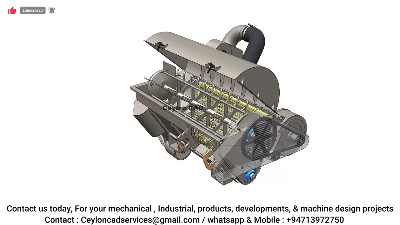 Rice Thresher Design and Simulation using solid works, #thresher,#mechanism, #cad,#solidworks
