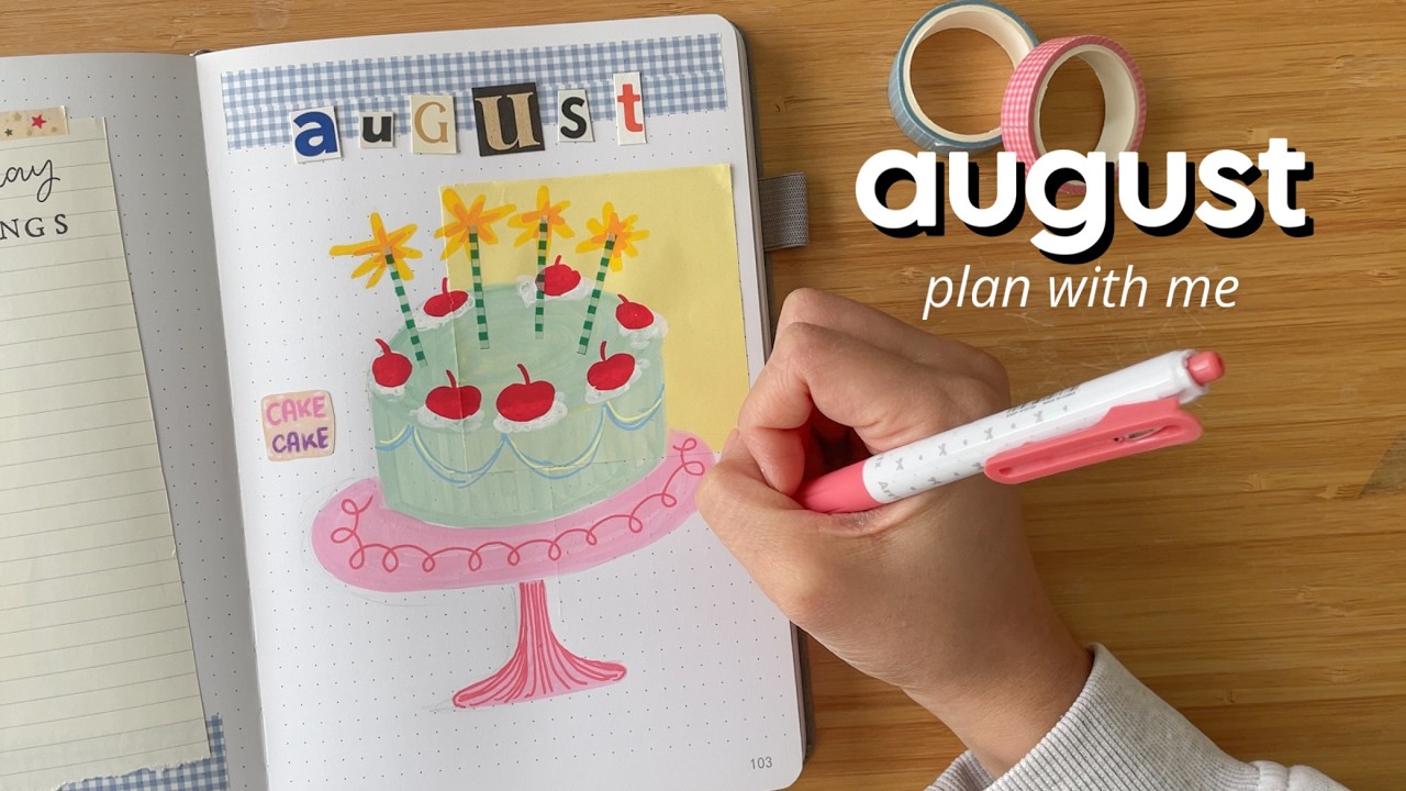 Оформление ежедневника Bullet Journal на август 2026 | Идеи для разворота 🍰 праздничная тематика
