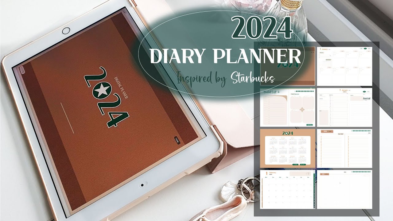 БЕСПЛАТНЫЙ Дневник Goodnote 2024 📖 | Вдохновленный Starbucks | Добавлены гиперссылки | 170 страниц