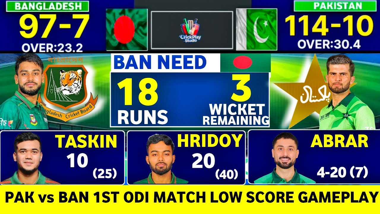 Pakistan vs Bangladesh Low Score ODI Match | Gameplay