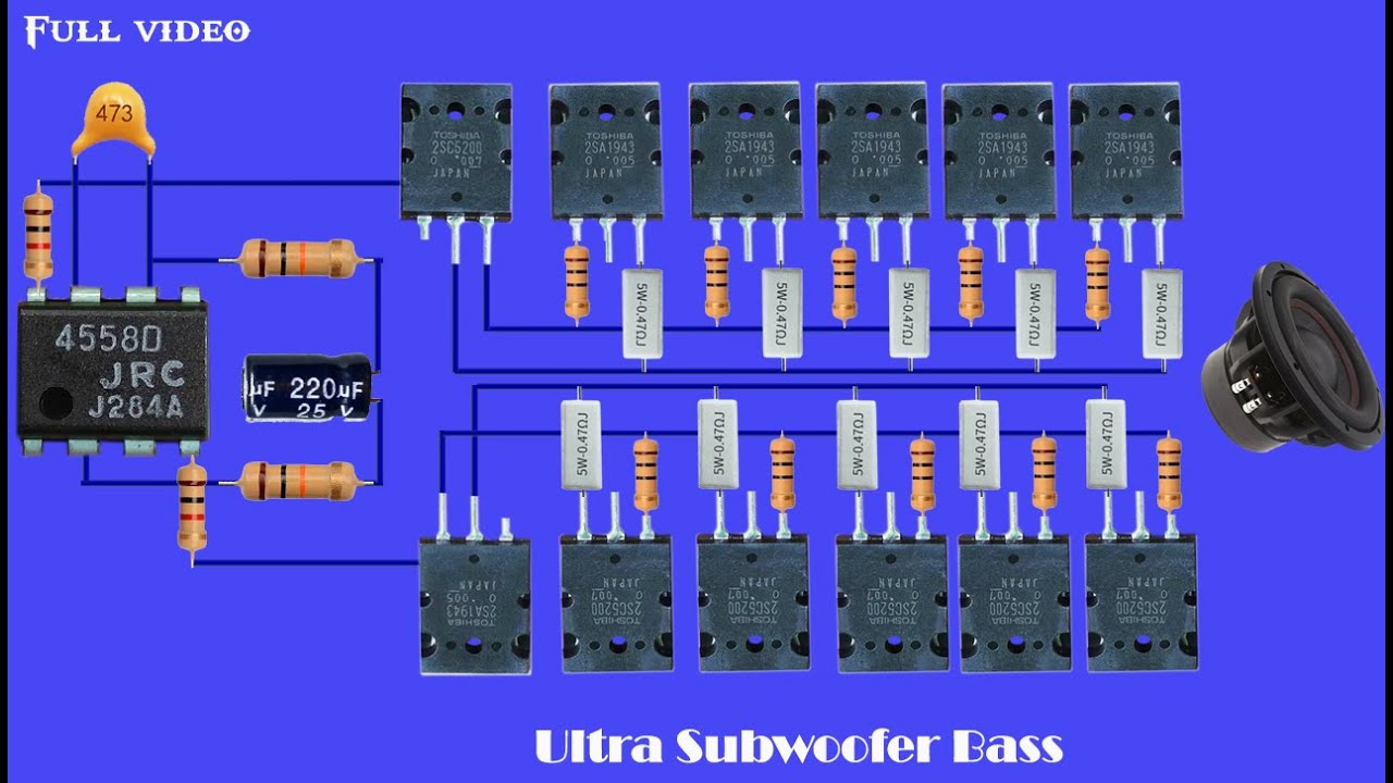 How to make  Ultra Subwoofer Bass Amplifier 2000W, Circuit Driver Subwoofer at home, DIY Subwoofer