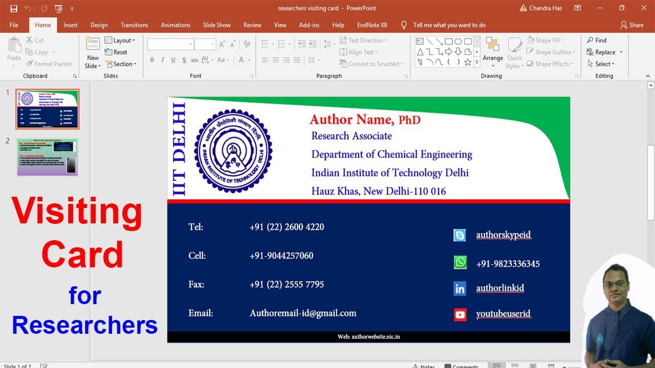 Design Visiting Card for Researchers Using PowerPoint !!