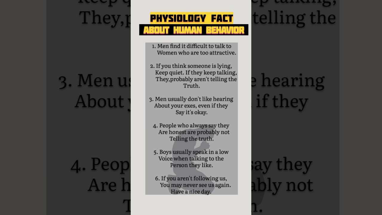 6 Physiology Fact About Human Behavior #shorts #quotes #trending #thought #new