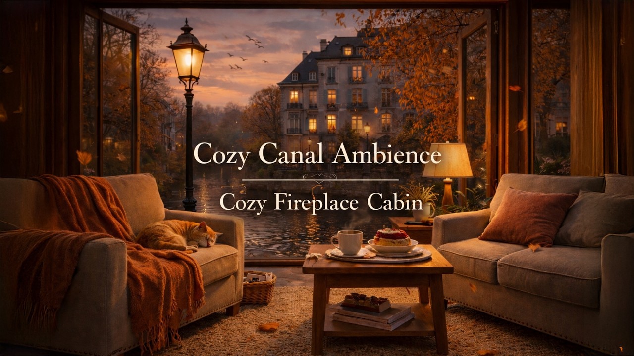 Cozy Canal Cabin Ambience 🔥 Relaxing Water Sounds for Sleep | Sepia Evening