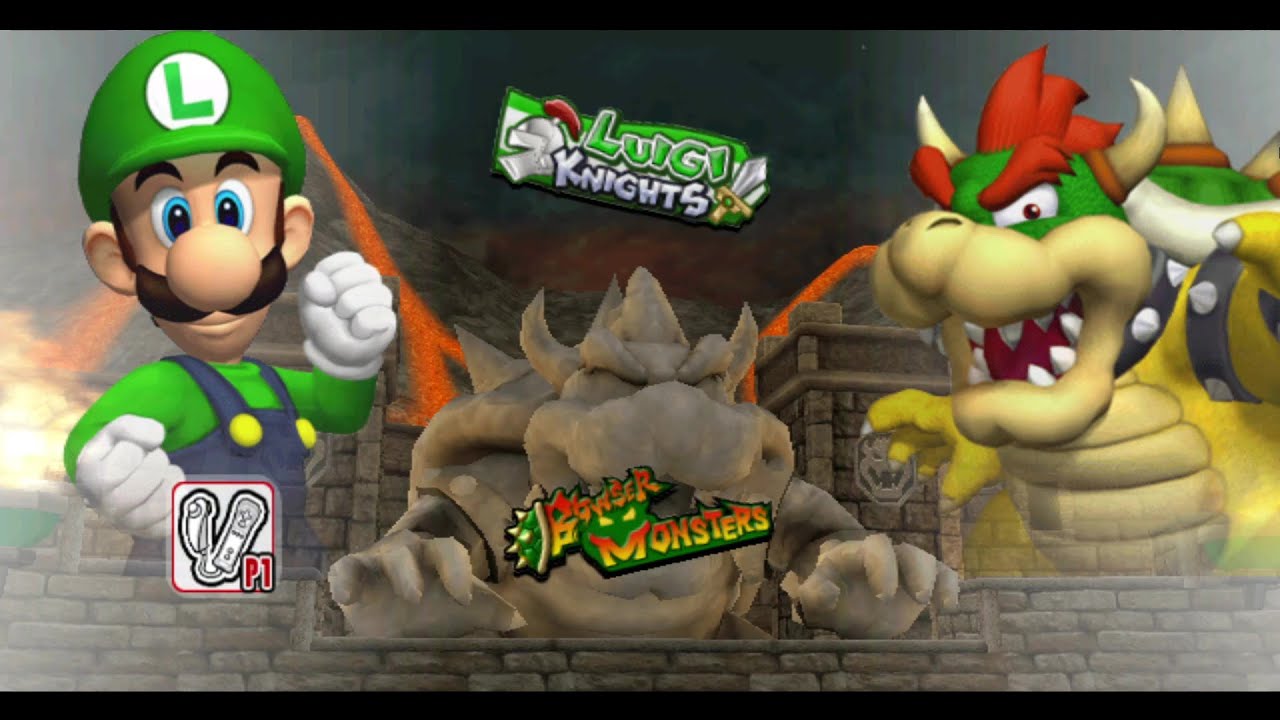 Mario Super Sluggers Luigi Knights vs Bowser Monsters in Bowser's Castle