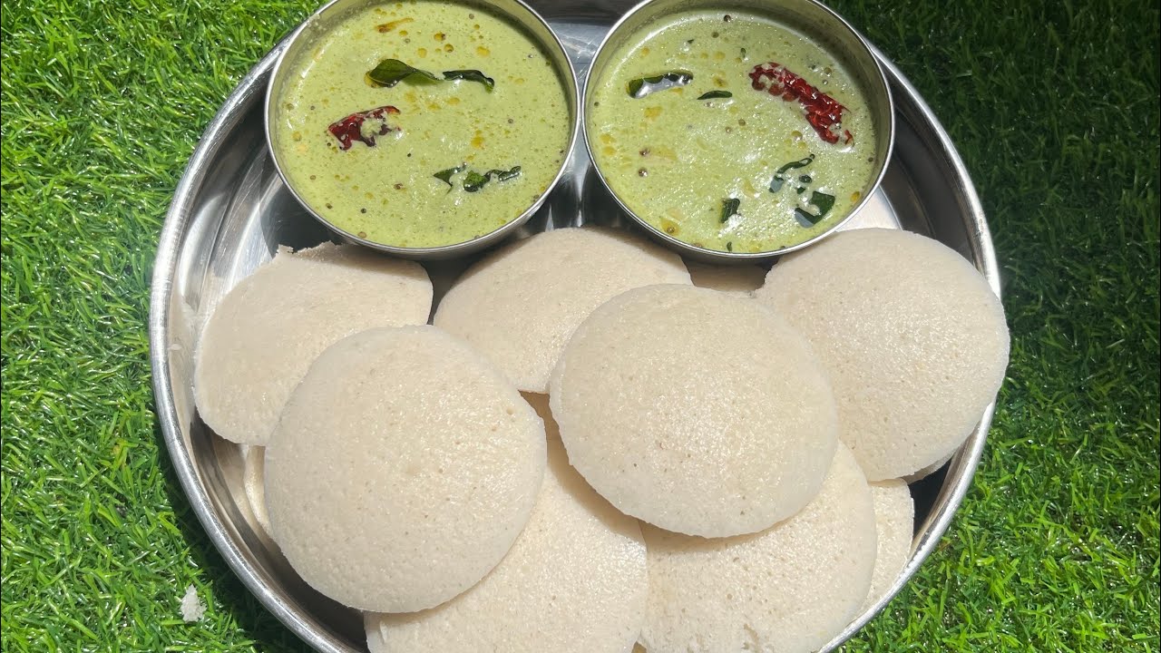 Soft And Spongy Ration Rice Idli And Chutney Recipe