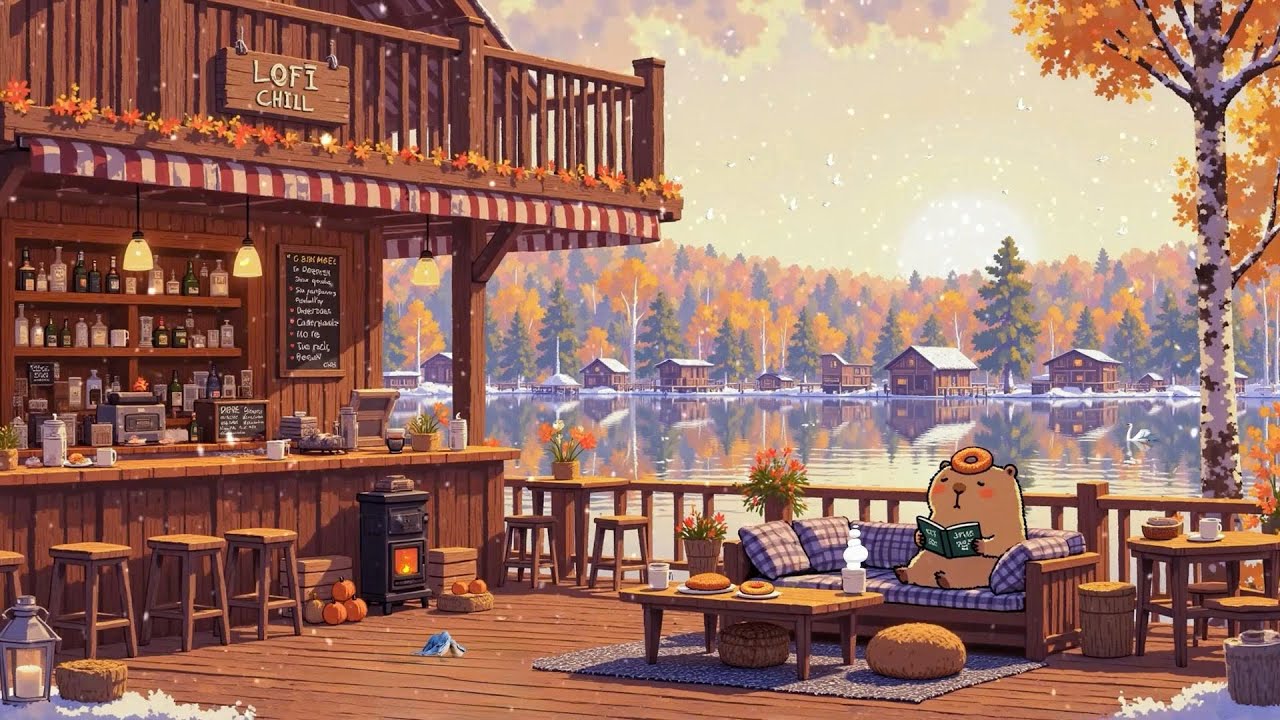 Warm Winter Morning by the Lake ☕ Lofi Chill Capybara Vibes ❄️ Lofi Deep Focus to study/work/relax