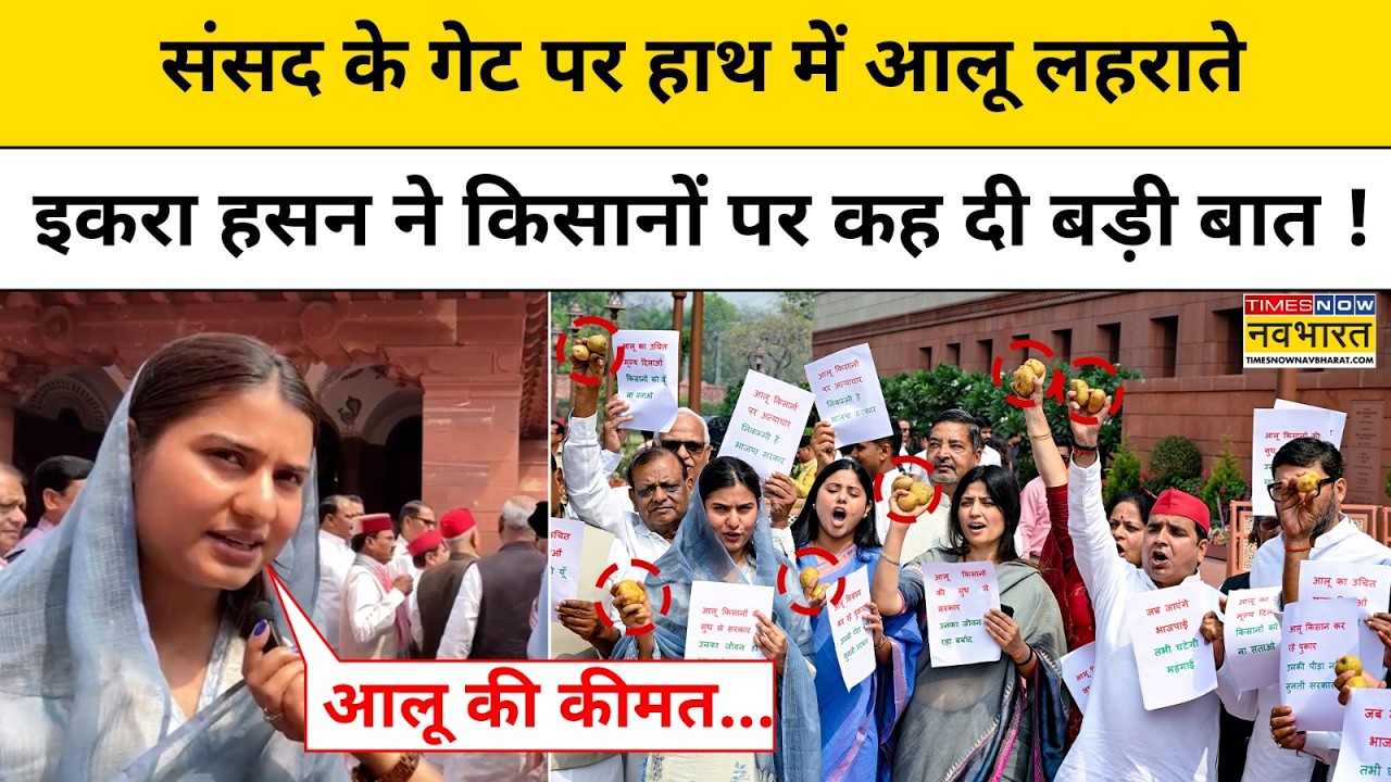 Parliament के बाहर आलू लेकर क्यों पहुंच गए विपक्ष के सांसद? Om Birla Opposition Ruckus Outside SP