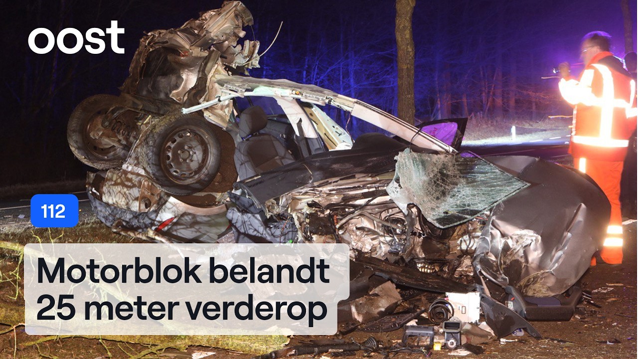 Auto breekt doormidden bij harde crash | RTV Oost