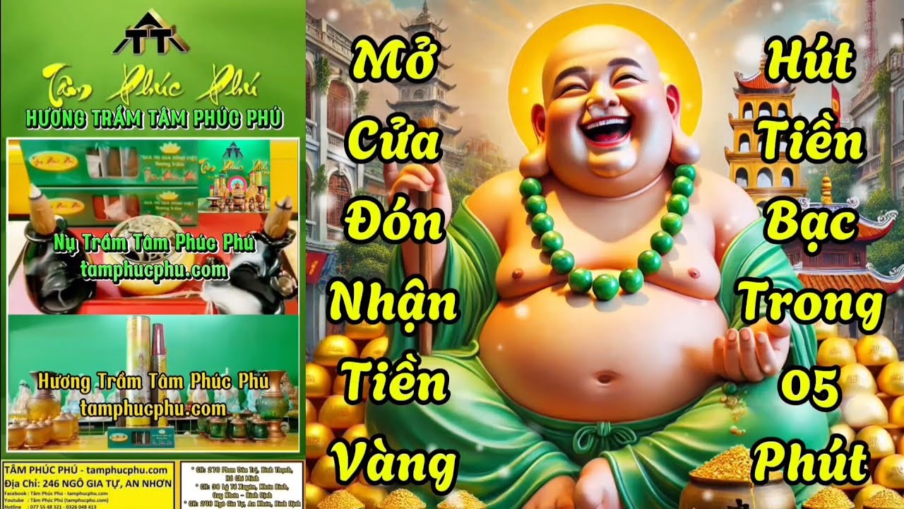 Mở Cửa Đón Nhận Tiền Vàng - Hút Tiền Bạc Trong 05 Phút - Nhạc Thần Tài - Nụ Trầm Tâm Phúc Phú