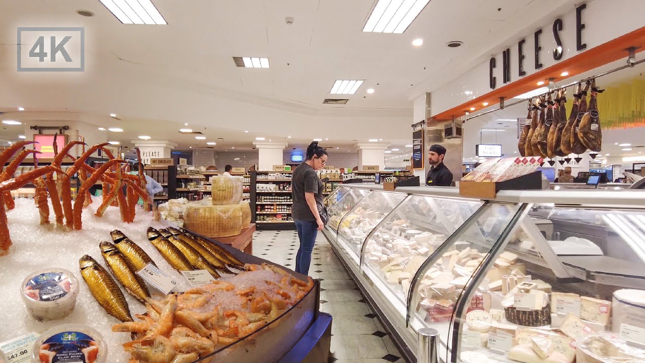 Selfridges, London Luxury Mall 🛍️ Inside Look 👀 Lower Floors & Food hall 🍗 🐟 🍪 🍕 [4K]
