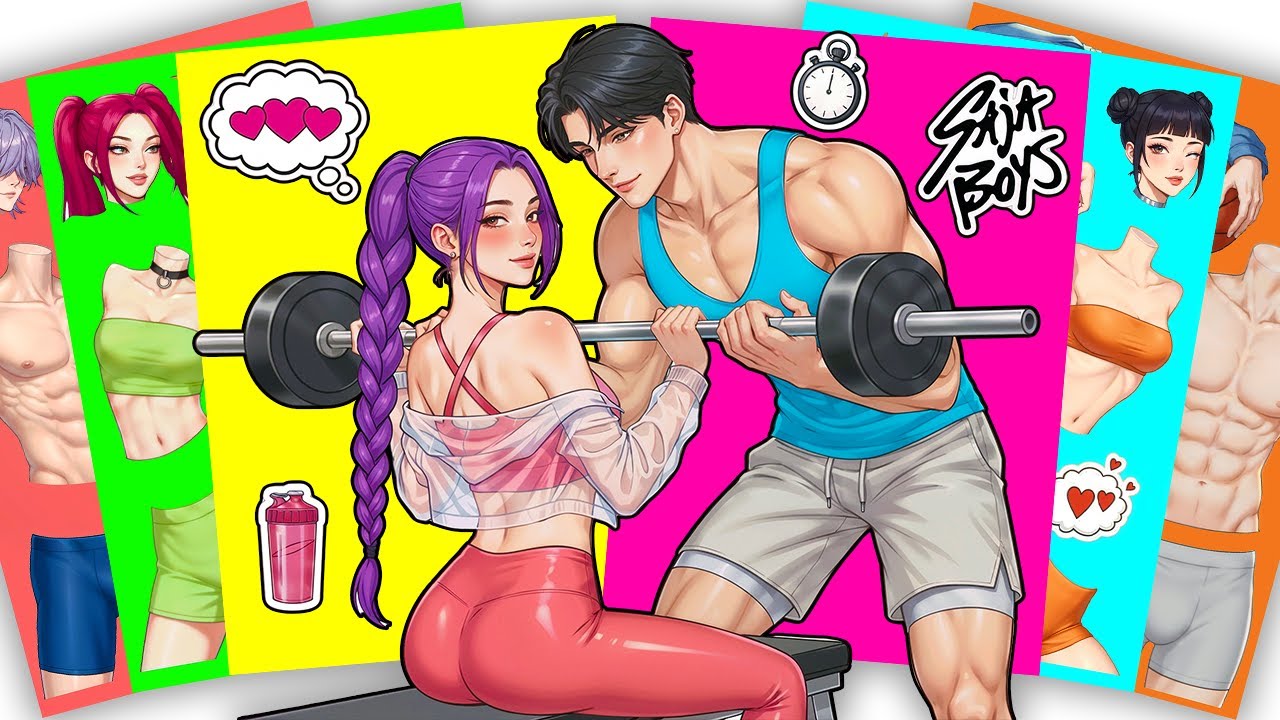 Love is the best pre-workout 💖⚡ HUNTRIX RUMI x SAJABOYS JINU - KPOP DEMON HUNTERS | Sticker Book DIY