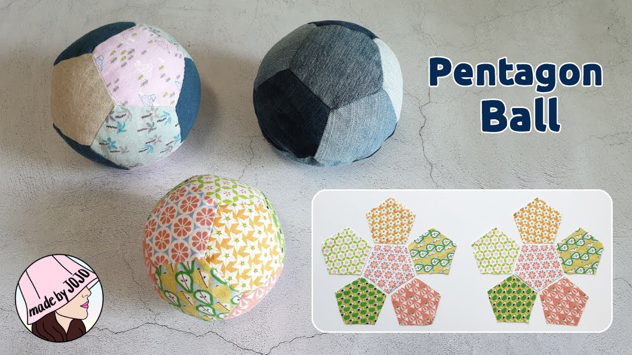 How to Make a Pentagon Soft Fabric Ball  for Kids l 3 Sizes PDF Patterns for Sewing l made by JOJO
