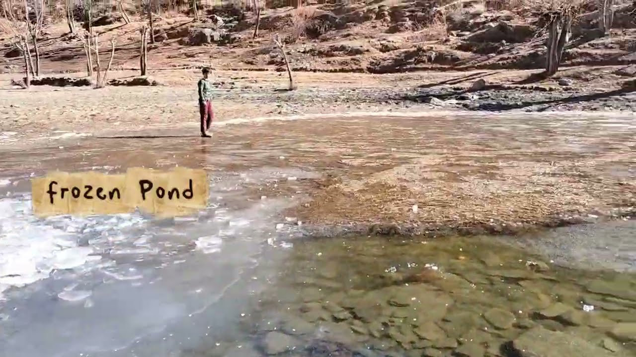Village life  frozen pond , playing volleyball 😄#minivlog 