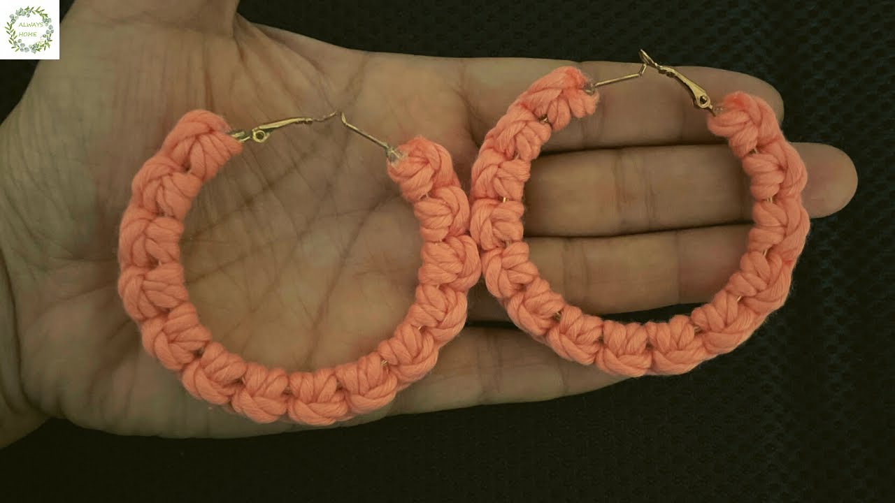Simple macrame earring tutorial |Boho earrings | Macrame Hoop earring