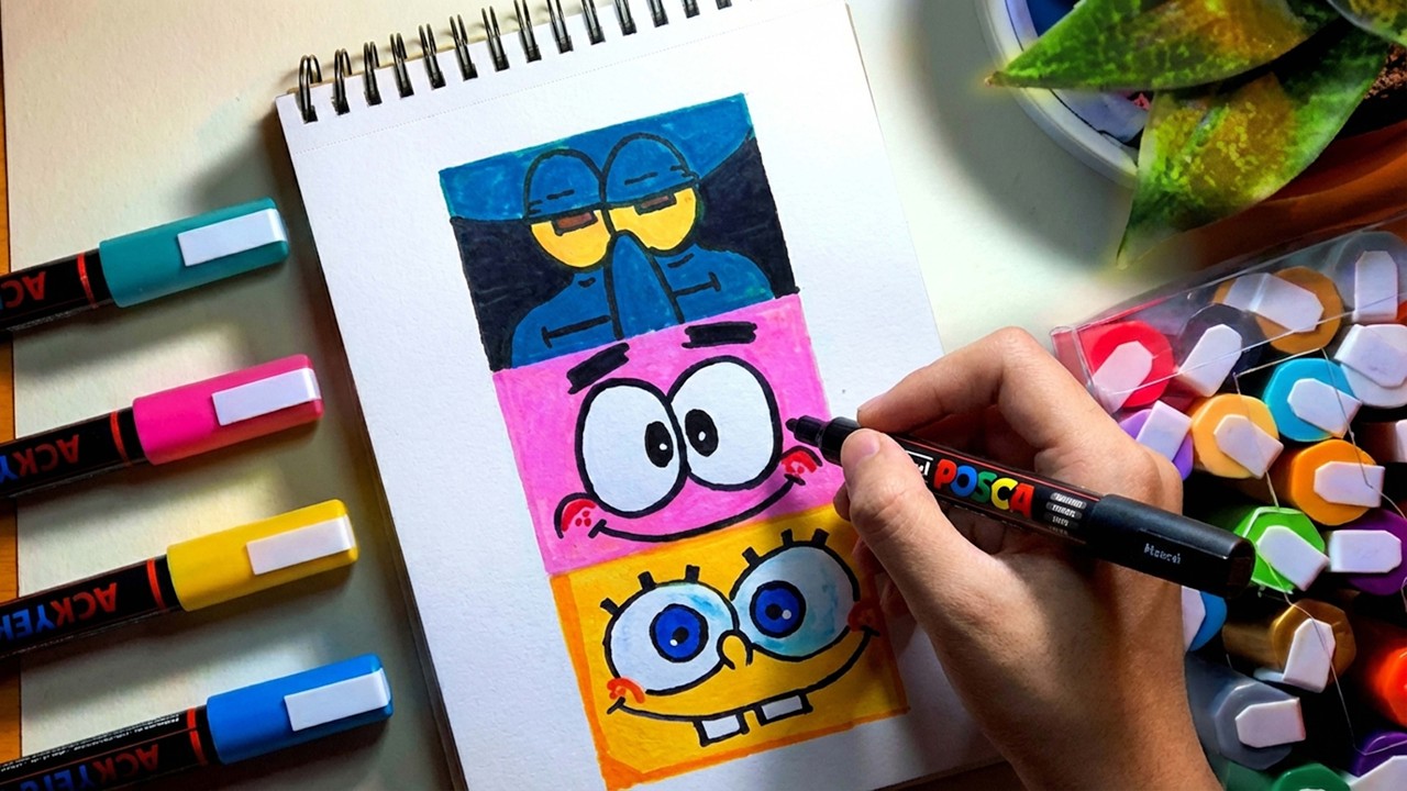 Relaxing ASMR | Coloring SpongeBob Characters with Markers