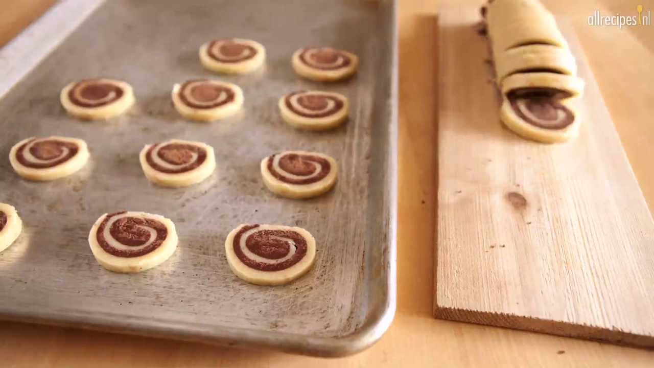 Chocolade-vanille spiraalkoekjes